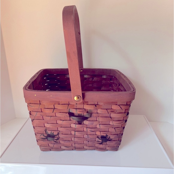 Spooky Purple Halloween Basket with a Pumpkin, Bats, and Spiders on the Sides. - Picture 2 of 7